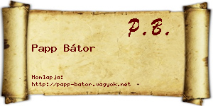 Papp Bátor névjegykártya